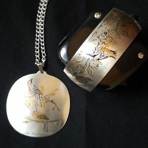 REED AND BARTON DAMASCENE  Bird SET